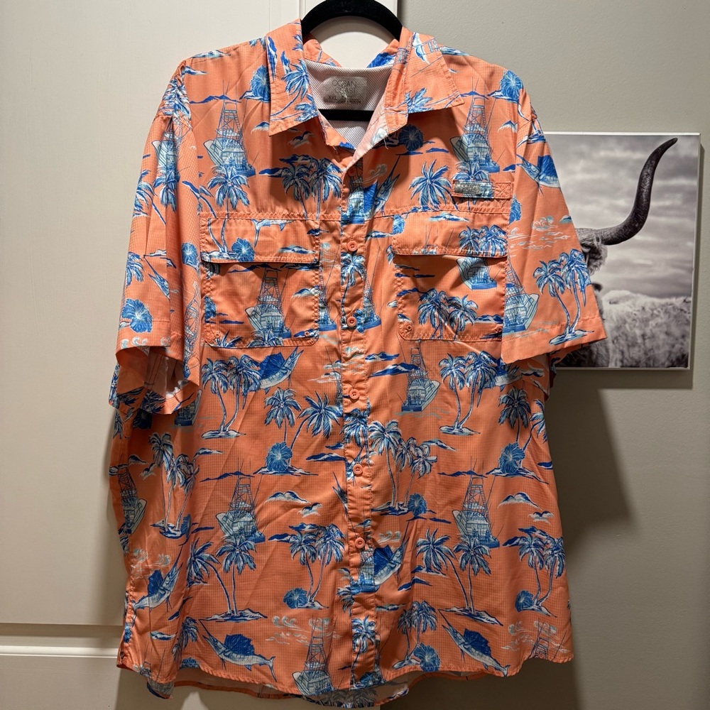 Ocean and coast short sleeve button down shirt